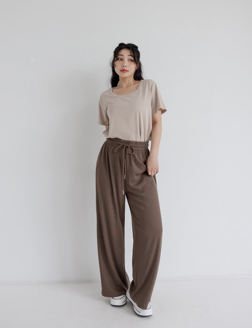 Hip-Contouring Comfy Ribbed Slimming Plus Size Wide Leg Pants