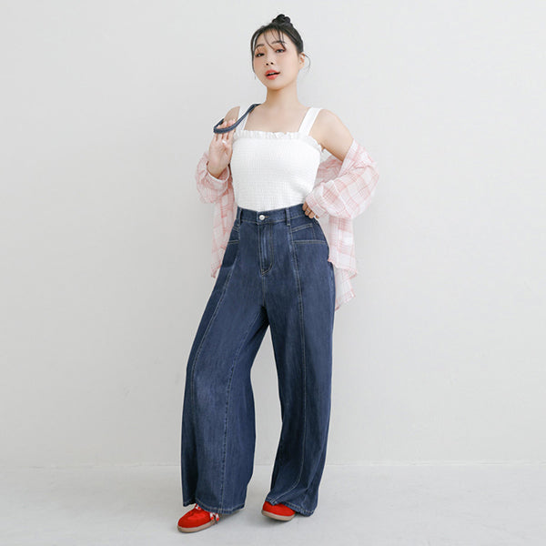 Pear-Shaped Friendly! Seamed Plus Size Wide Leg Jeans