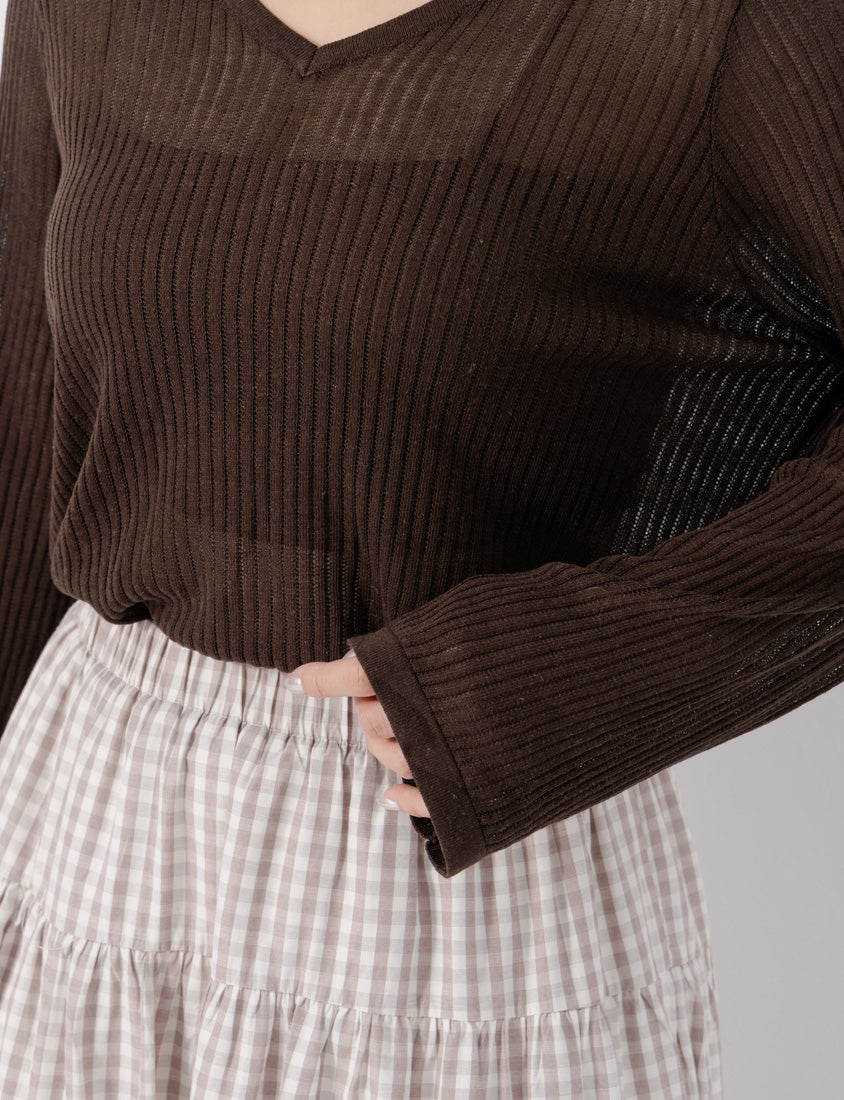 Lyocell Sheer Knit Plus Size Long Sleeve Top