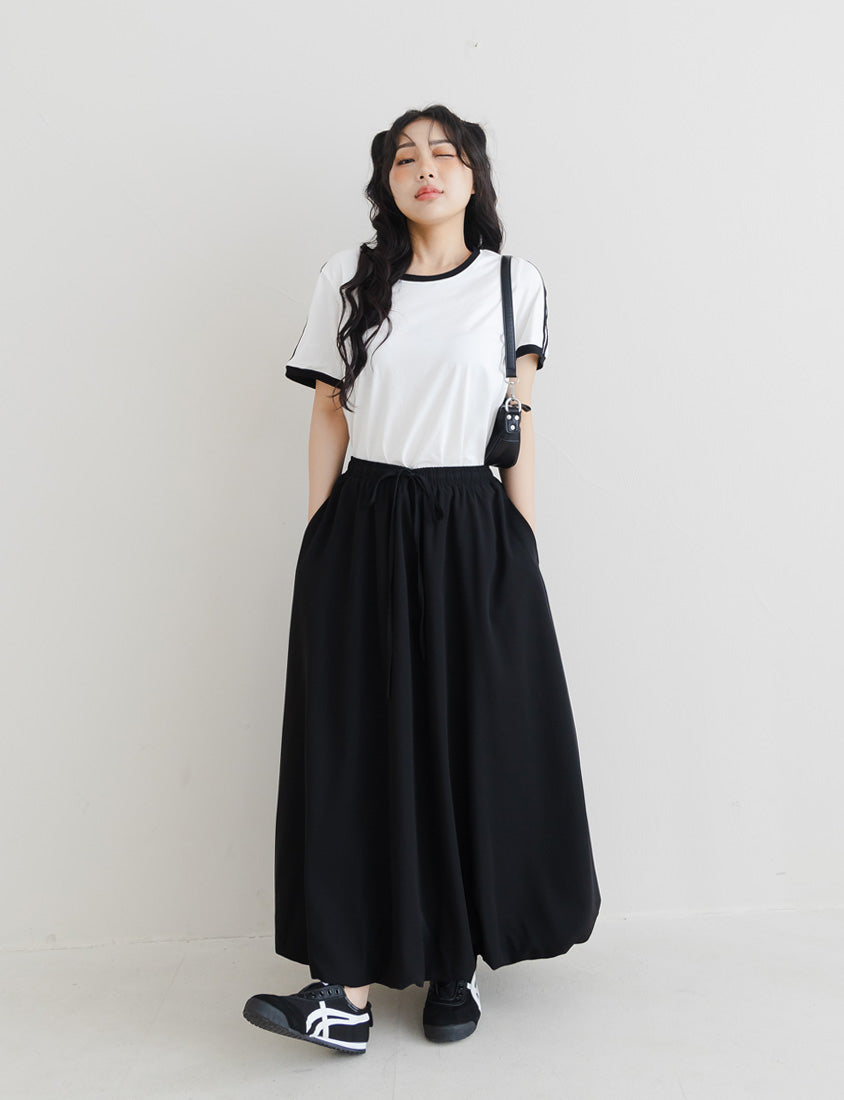 Sweet Cloud Cotton Drawstring Plus Size Maxi Skirt