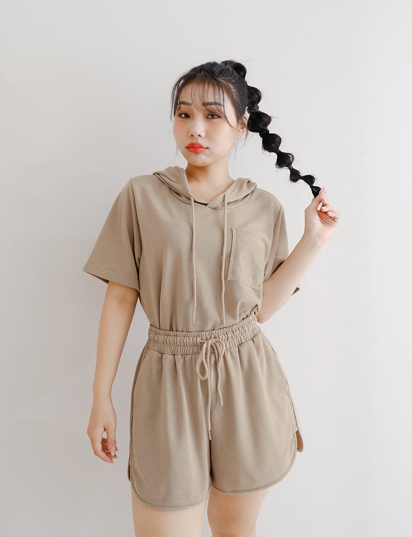 MISS. Casual Slit Drawstring Plus Size Shorts