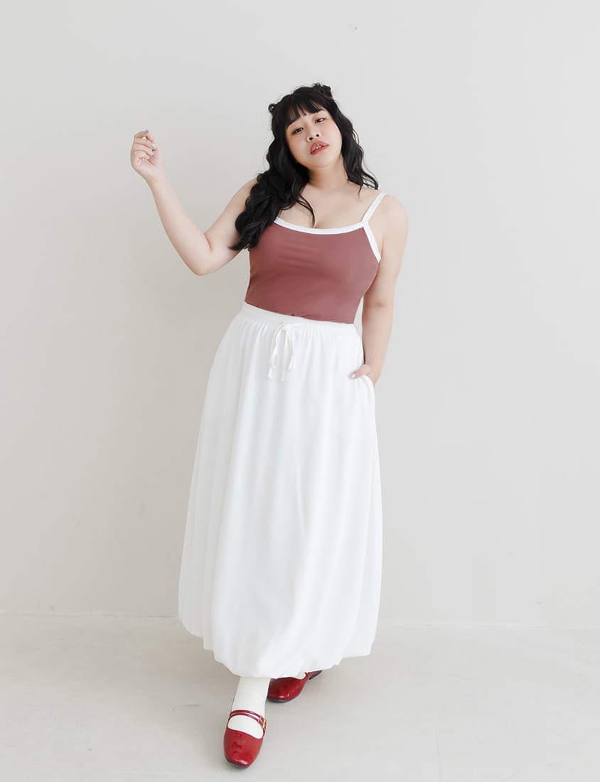 Sweet Cloud Cotton Drawstring Plus Size Maxi Skirt