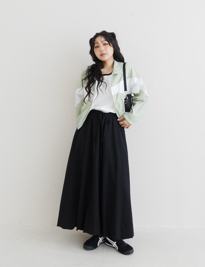 Sweet Cloud Cotton Drawstring Plus Size Maxi Skirt