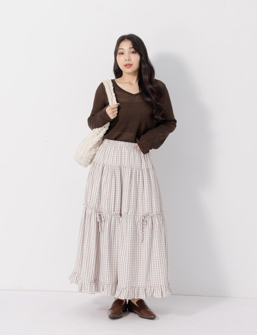 Lyocell Sheer Knit Plus Size Long Sleeve Top