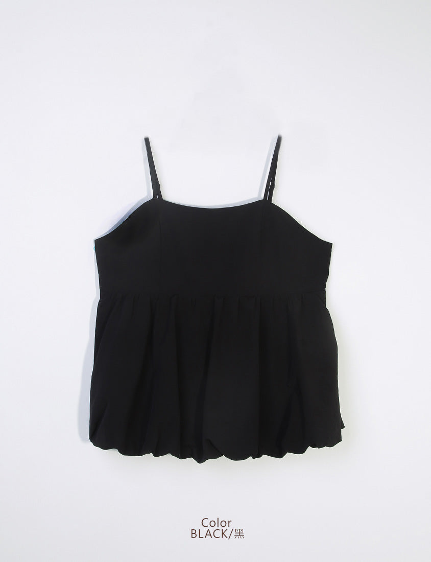 Adjustable Back Hollow Cut Plus Size Bubble Hem Cami Top