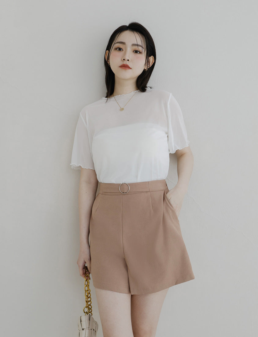 MISS. Latte Series Waistband Twill Plus Size Shorts