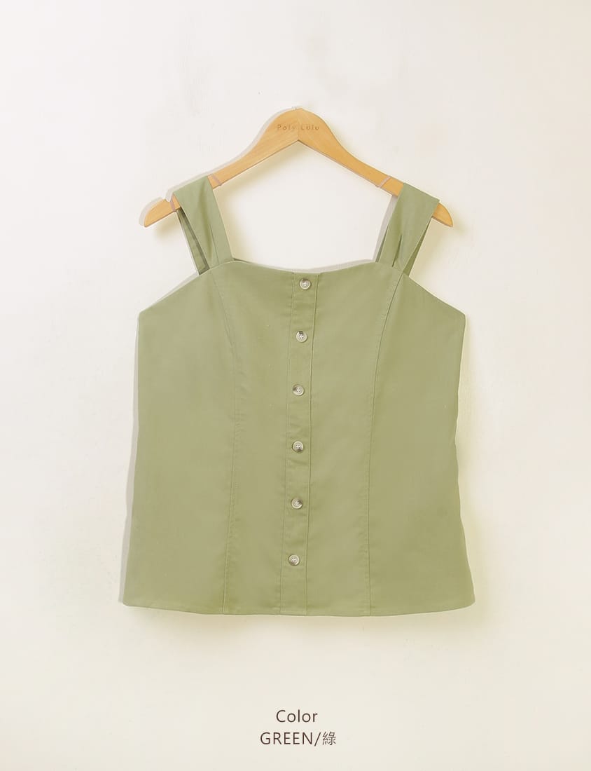 Cotton Linen Faux Button Slimming Panel Plus Size Camisole