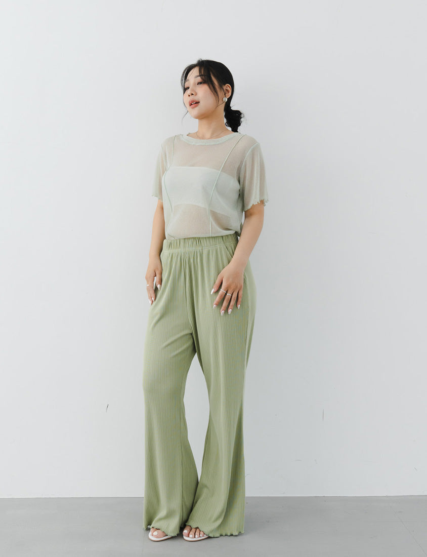 MISS. Shimmery Sheer Ruffle Trim Plus Size Top