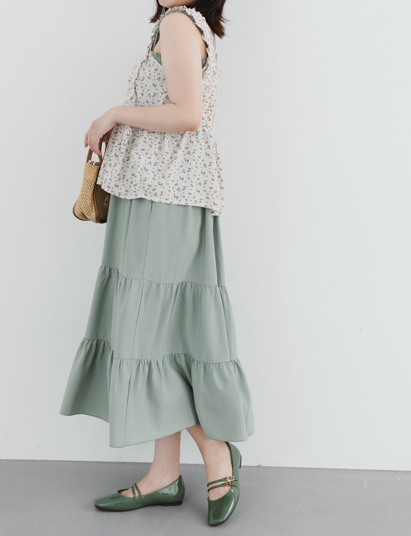 Ruffle Trim Smocked Tiered Plus Size Maxi Dress