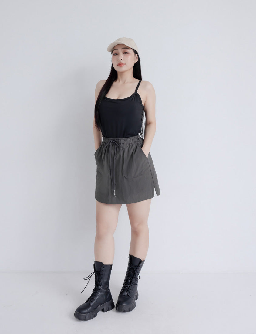 Unique PO’NYO Cargo Elastic Waist Plus Size Short Skirt (with Shorts)