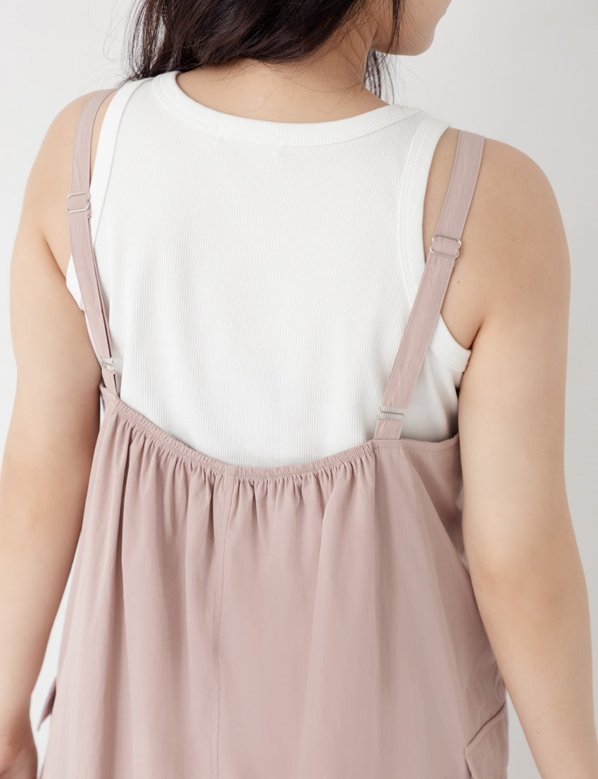 Multi-Layered Cargo Adjustable Strap Plus Size Maxi Dress