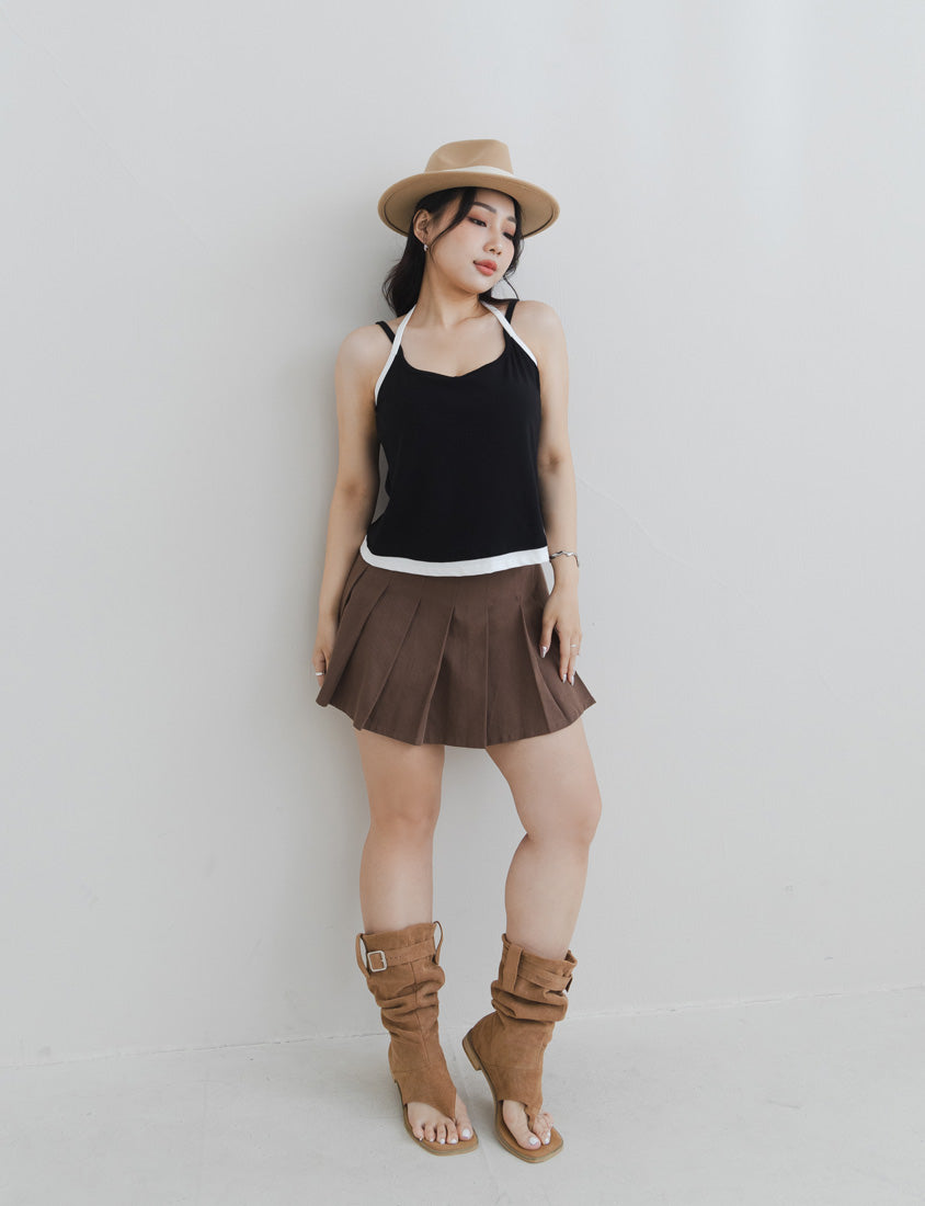 MUA! Chic Contrast Plus-Size Halter Neck Tank