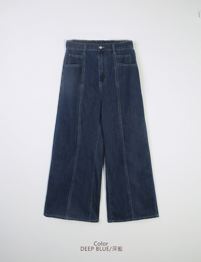 Standard Stitch Detail Plus Size Wide-Leg Jeans