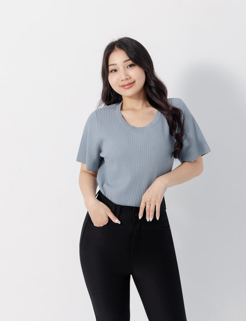 Cooling Lyocell Knit Plus Size Short Sleeve Top