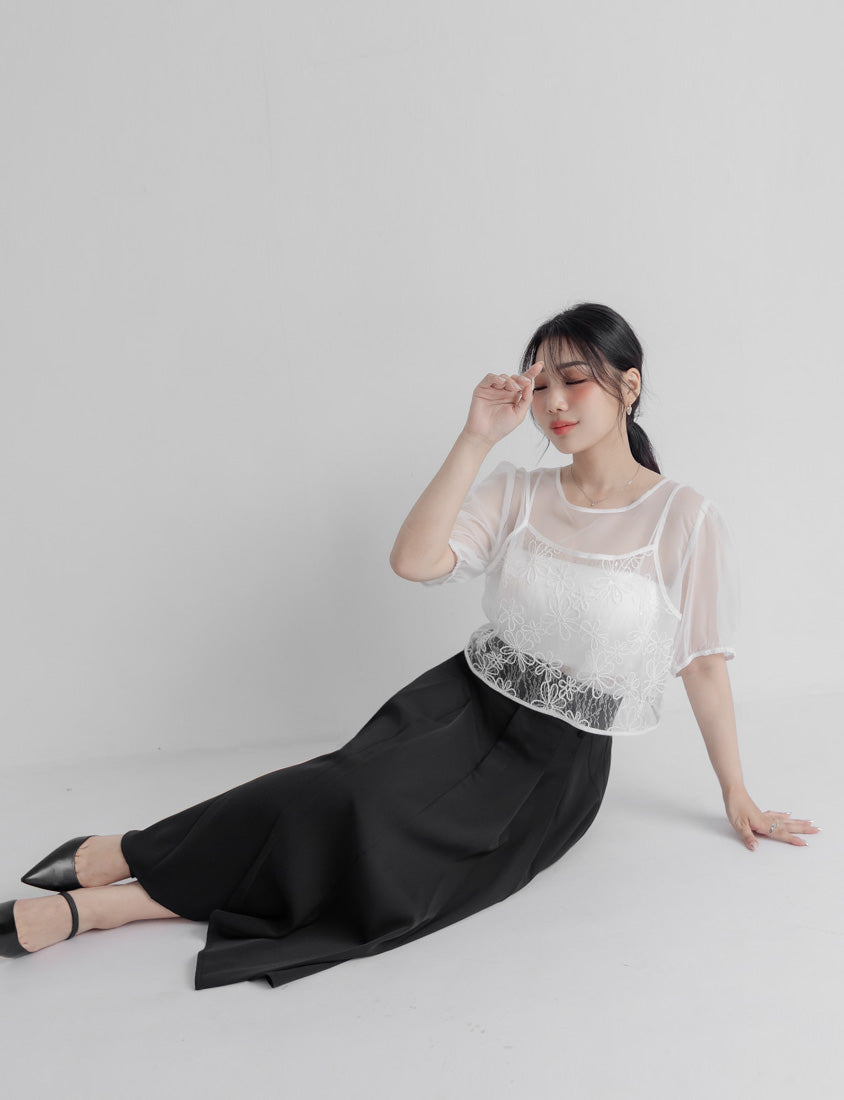 MISS. Wrinkle-Resistant Tummy Flattering with Back Elastic Plus Size Tailored Maxi Skirt
