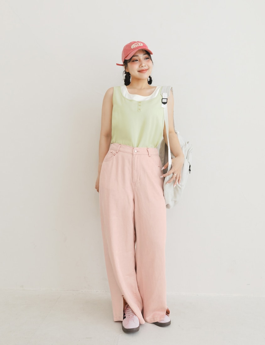 Versatile Faux Two Piece Button Front Plus Size Vest