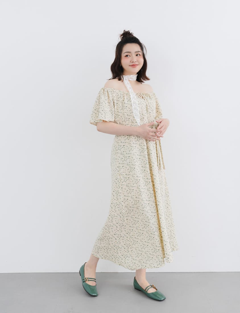 2-Way Off-Shoulder Floral Plus Size Maxi Dress (with Belt)