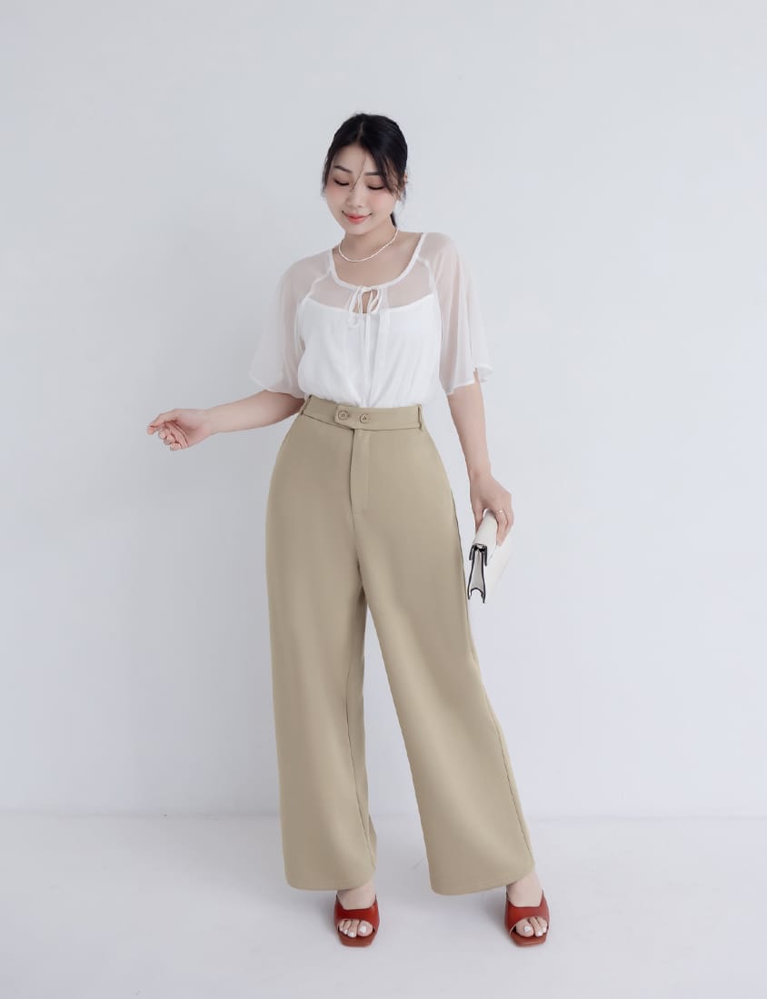 Miss. Space Cotton Back-Elastic Plus Size Straight-Leg Pants