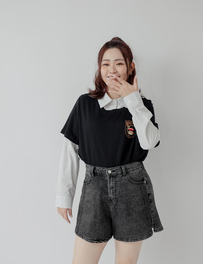 Classic Versatile Plus Size Striped Shirt