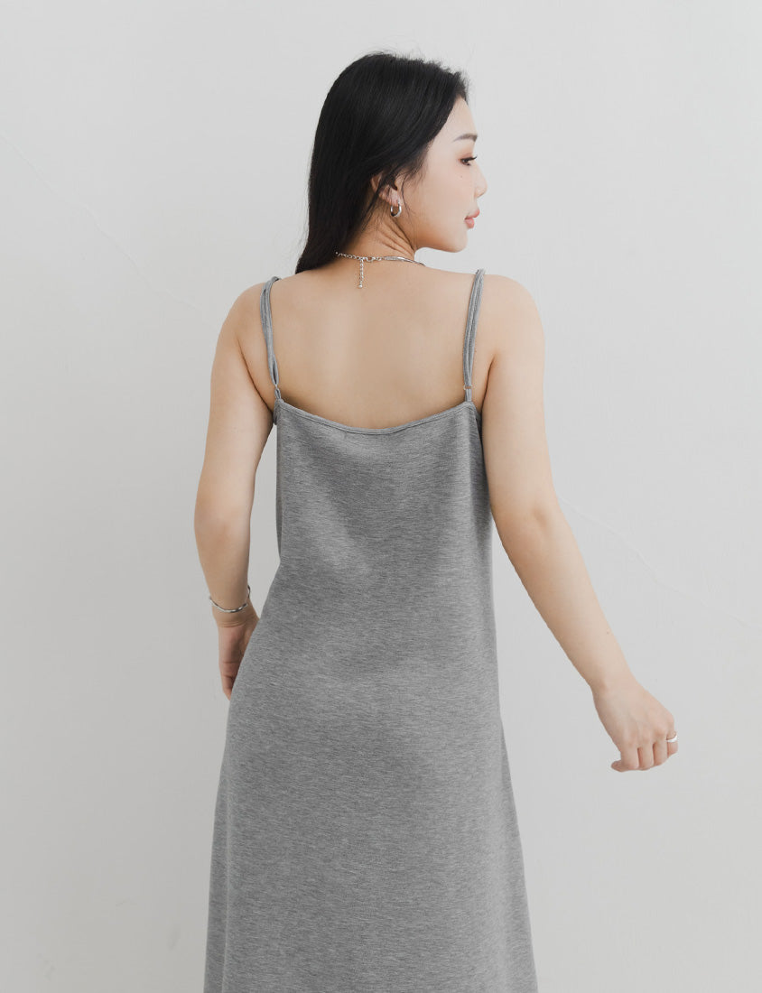 MUA! Space Cotton Adjustable Front Tie Side Slit Plus-Size Dress