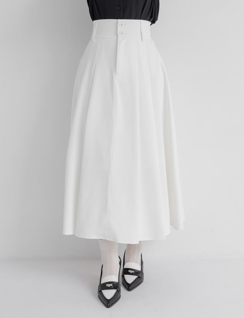 MISS. Wrinkle-Resistant Tummy Flattering with Back Elastic Plus Size Tailored Maxi Skirt