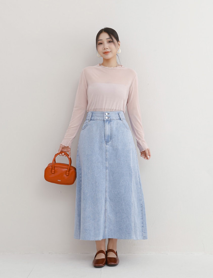 MISS. Multicolor Stretch Sheer Lettuce-Edge Plus Size Top