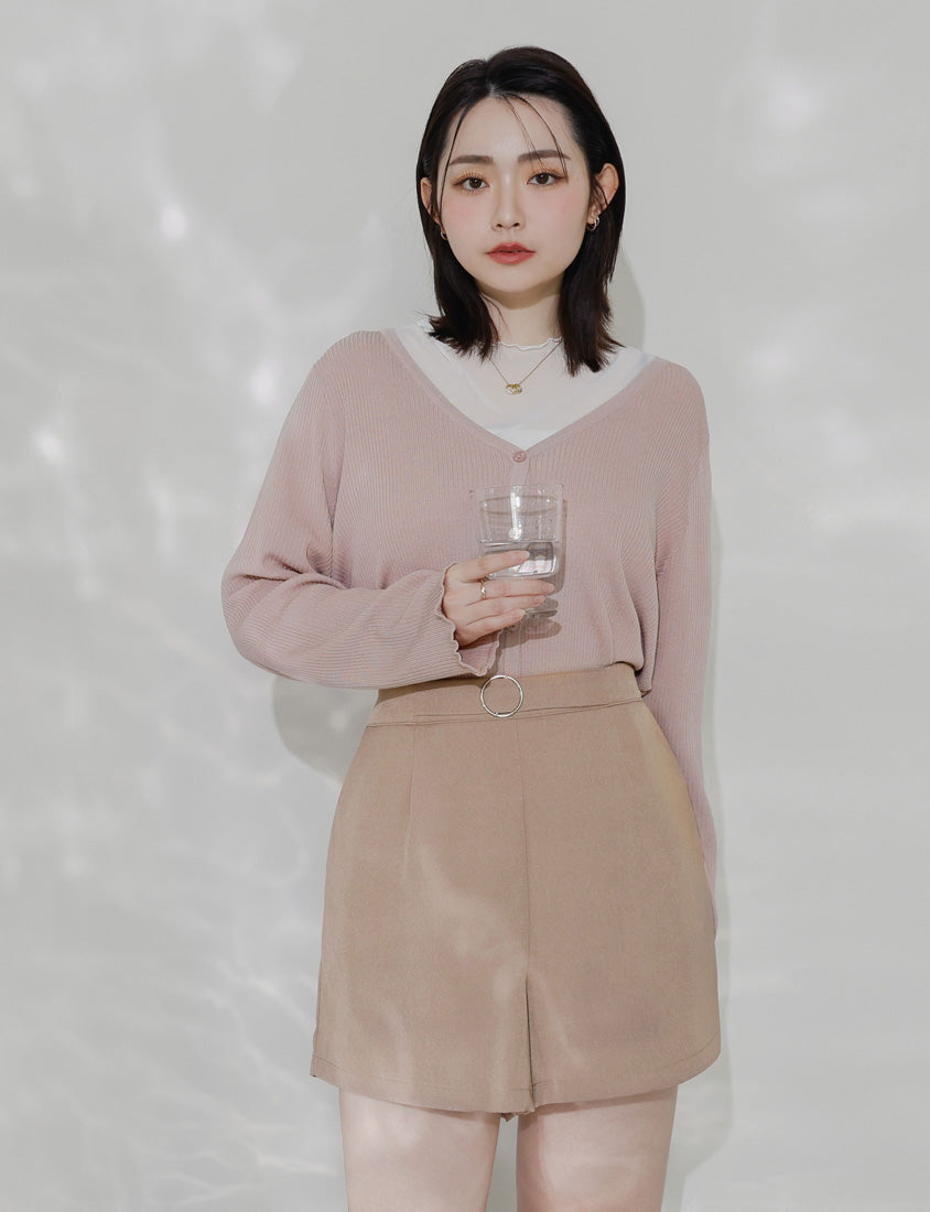 MISS. Sheer Wavy Edge Korean Style Plus Size Short Sleeve Top