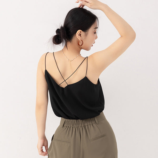 MISS. Elegant Textured Open-Back Plus Size Chiffon Camisole