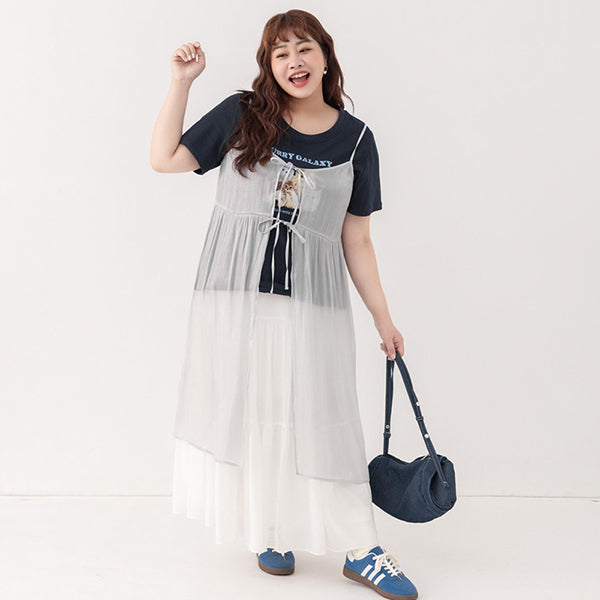 Shimmer Textured Plus Size Cami Maxi Dress