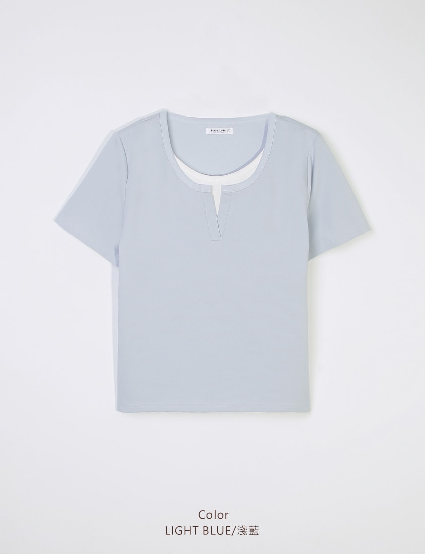 Versatile V-Neck Faux Two Piece Plus Size Tee