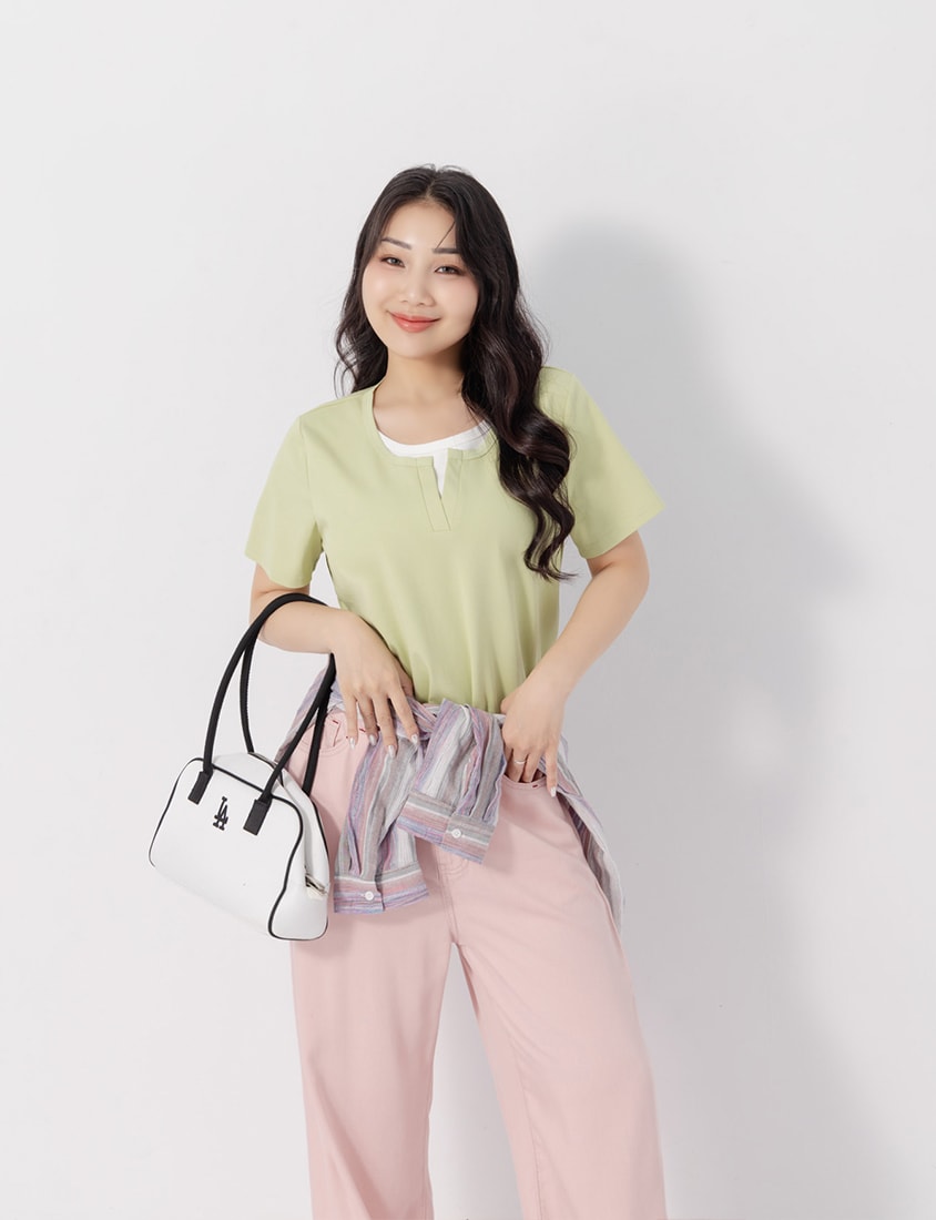 Versatile V-Neck Faux Two Piece Plus Size Tee