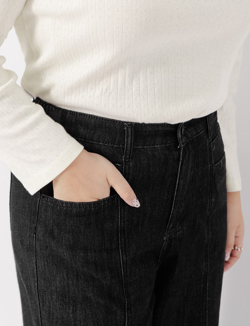 Apple-Shaped Friendly! Seamed Plus Size Wide Leg Jeans