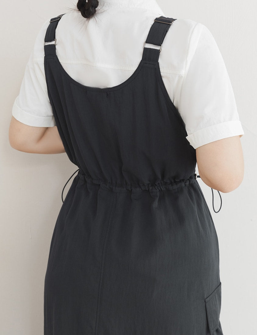 Chic Cargo Pocket Plus Size Overall Dress