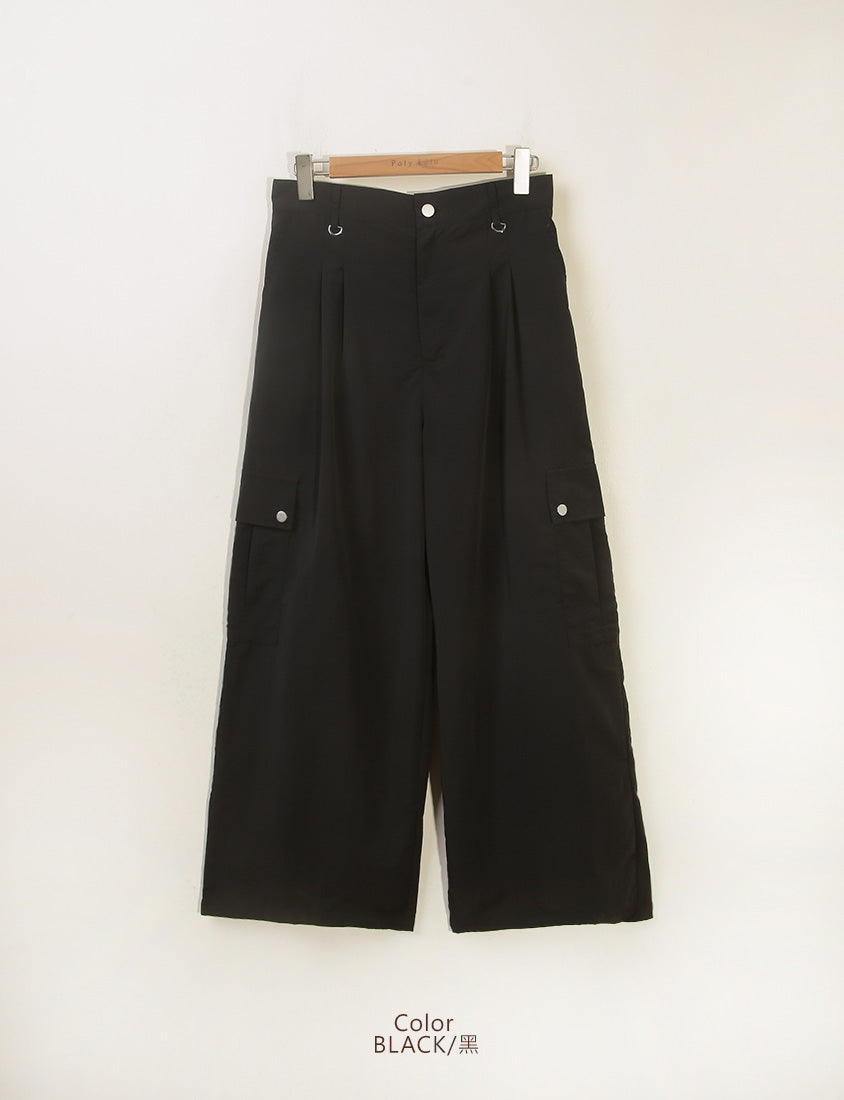 MUA! Edgy Pleated Back Elastic Nylon Plus Size Cargo Pants