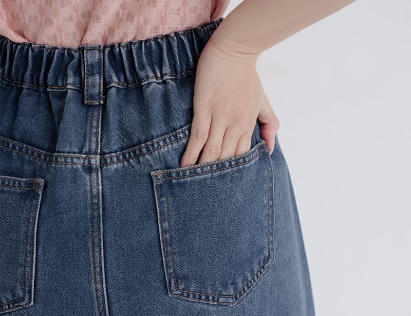 Lyocell Cooling Slit Plus Size Denim Maxi Skirt