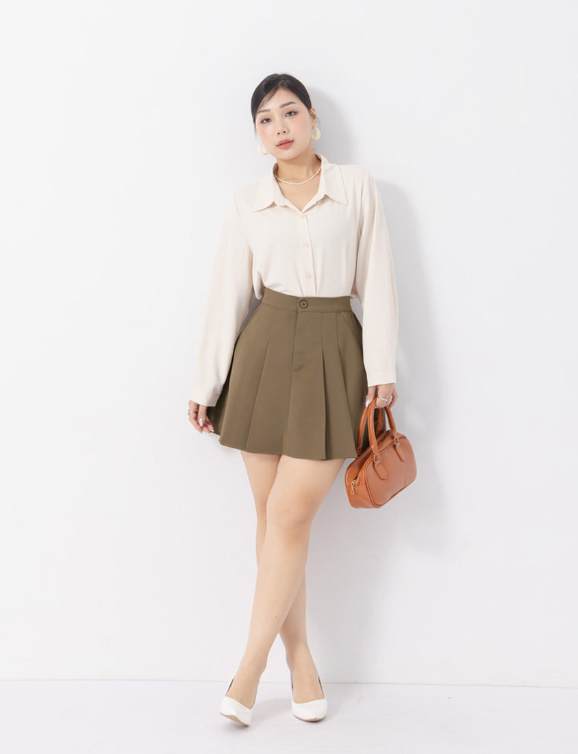 MISS. Pear-Shaped Friendly! Perfect Fit Tailored High Waist Pleated Plus Size Skirt