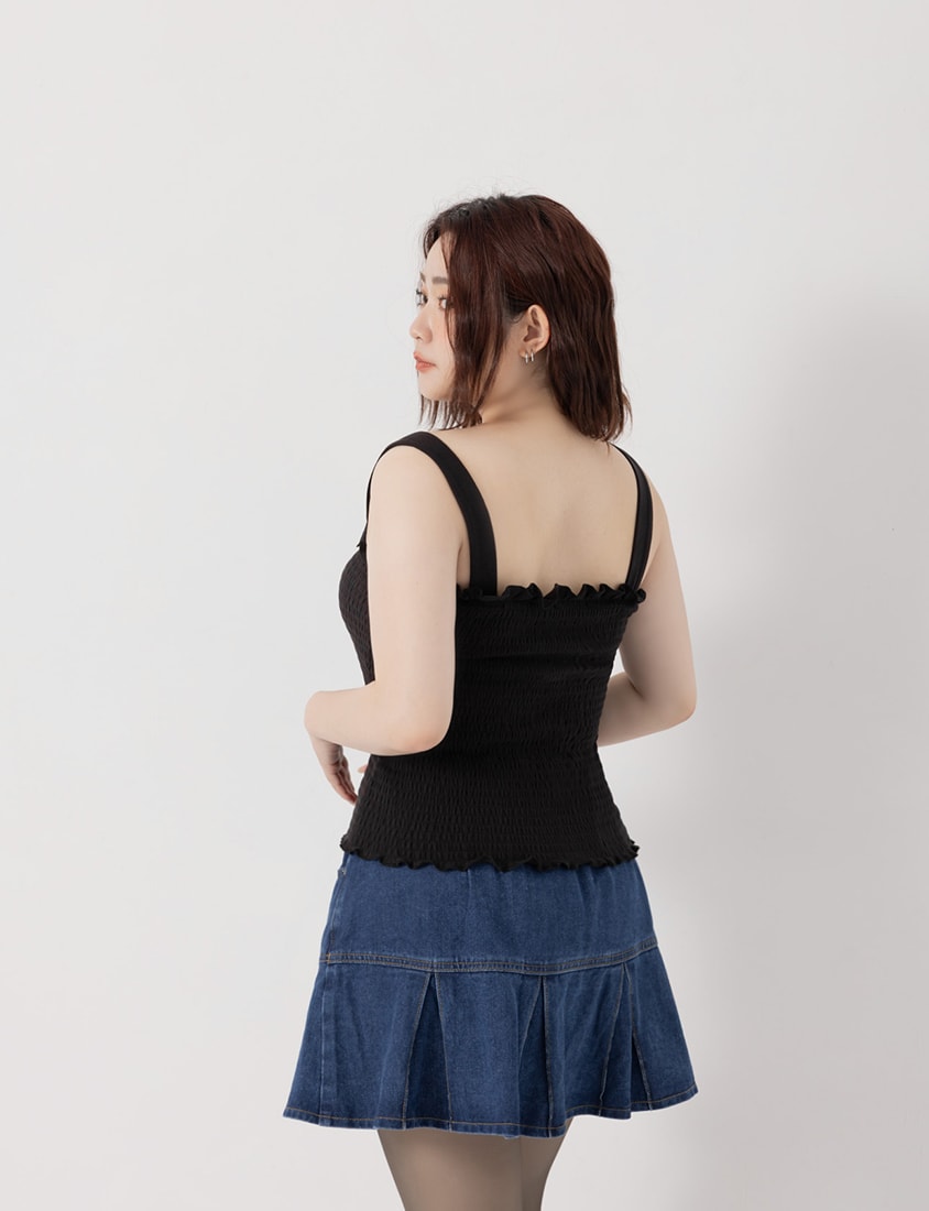 Pobra Long Ginger Fleece Bubble Hem Plus Size Bra Top (With Padding)