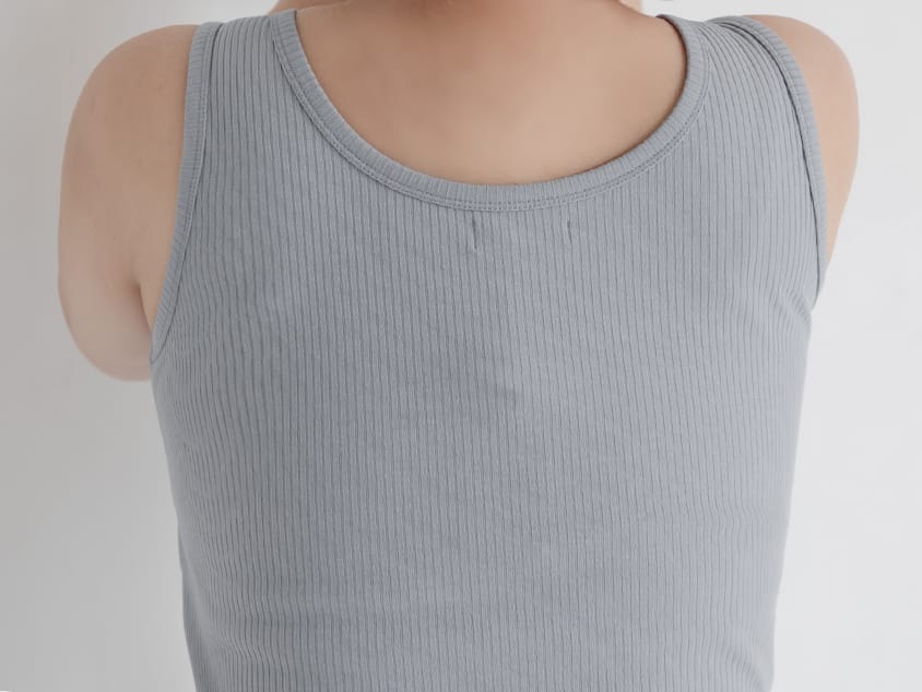 Basic U-Neck Ribbed Button Plus Size Tank Top