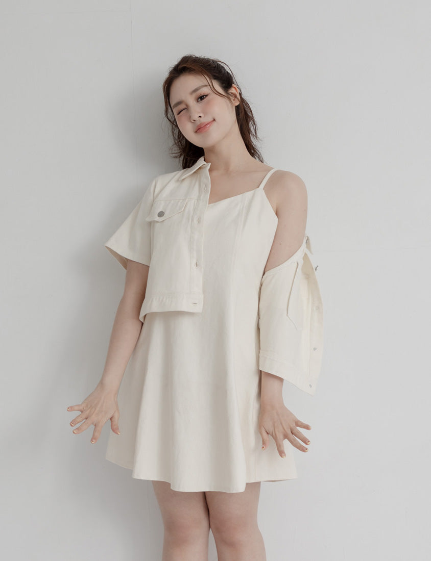Sweetheart Neck Twill Cami Plus Size Mini Dress