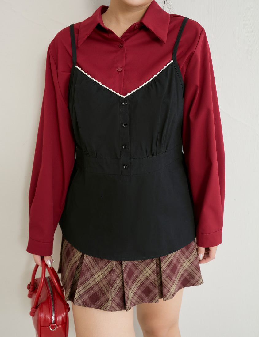 Lace V-Neck Adjustable Waist Plus Size Tank Top