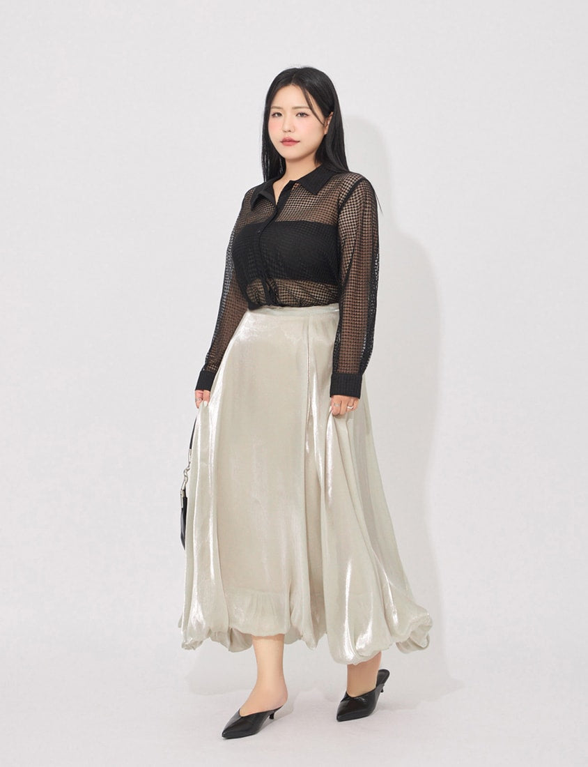 MORE U Textured Geometric Cut-Out Plus Size Shirt
