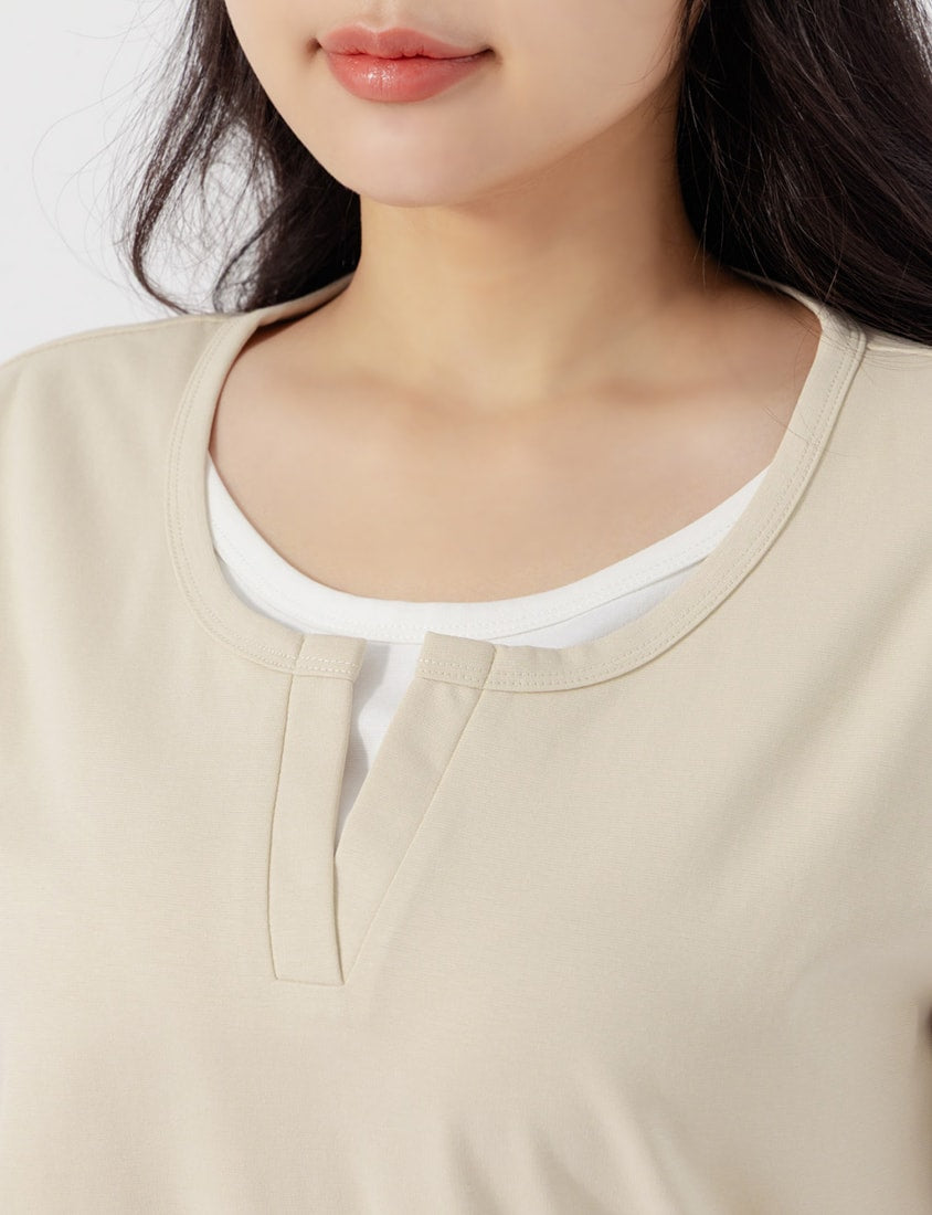 Versatile V-Neck Faux Two Piece Plus Size Tee