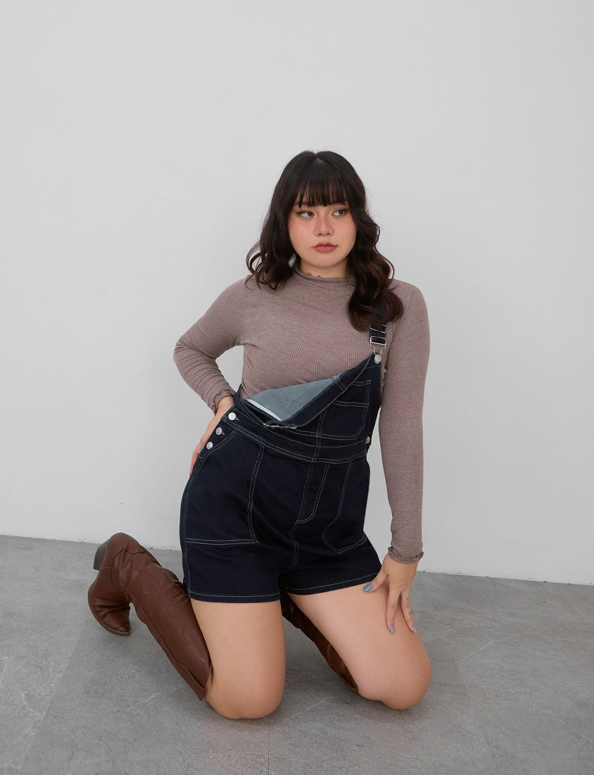 Adjustable Multi-Pocket Denim Plus Size Overalls Shorts
