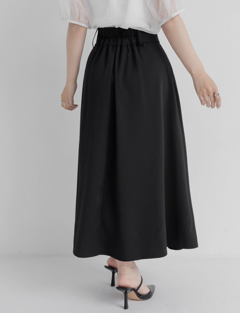 MISS. Wrinkle-Resistant Tummy Flattering with Back Elastic Plus Size Tailored Maxi Skirt