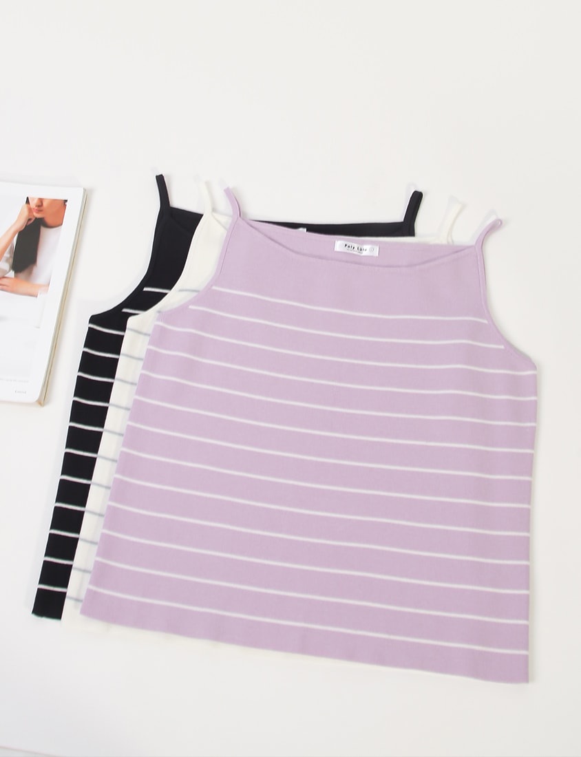 MISS. Versatile Soft Skin Stripe Knit Plus Size Tank Top