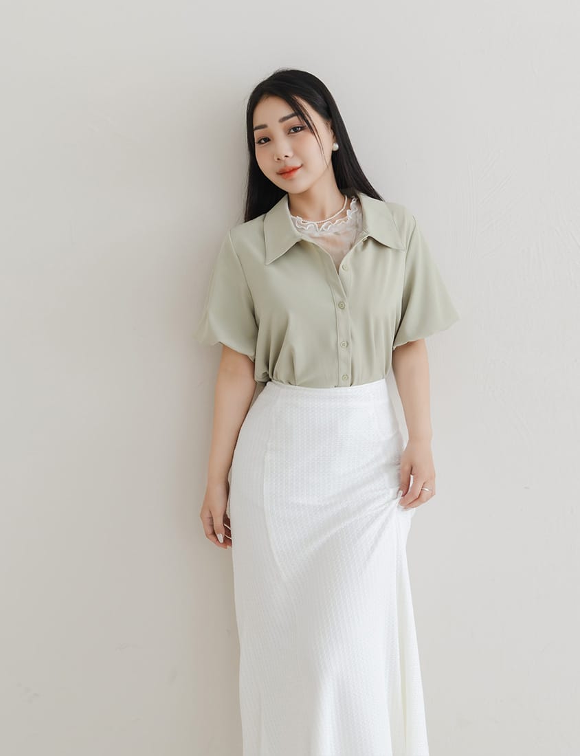 MISS. Elegant Puff Sleeve Plus Size Blouse