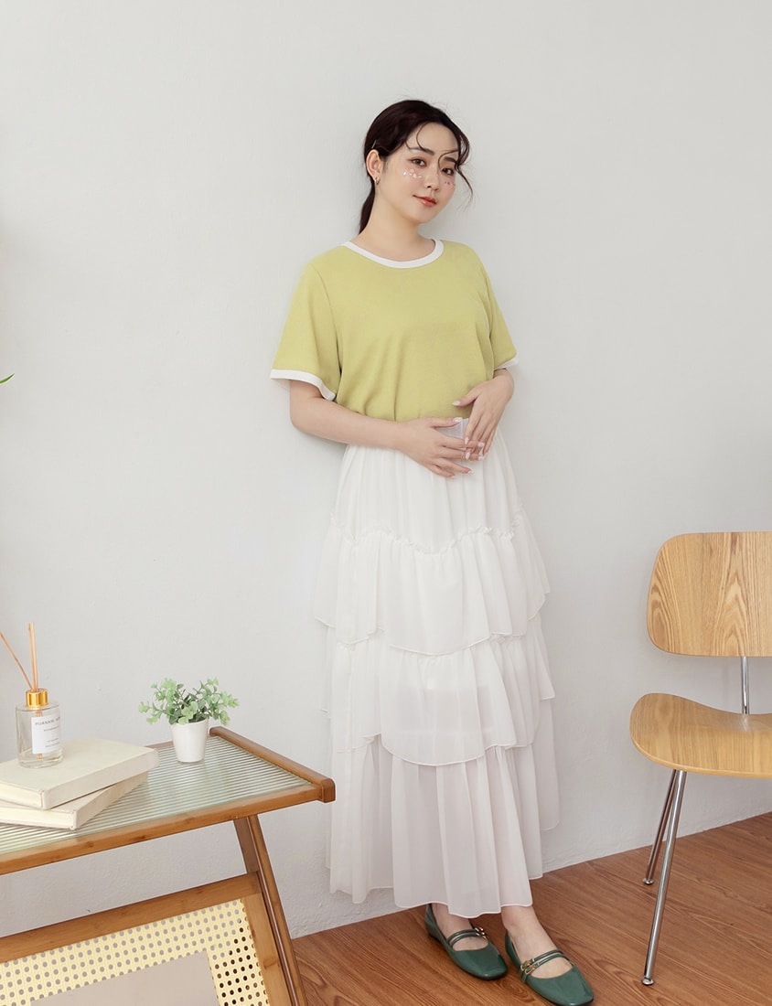 Colorblock Waffle Heart Embroidery Plus Size Top