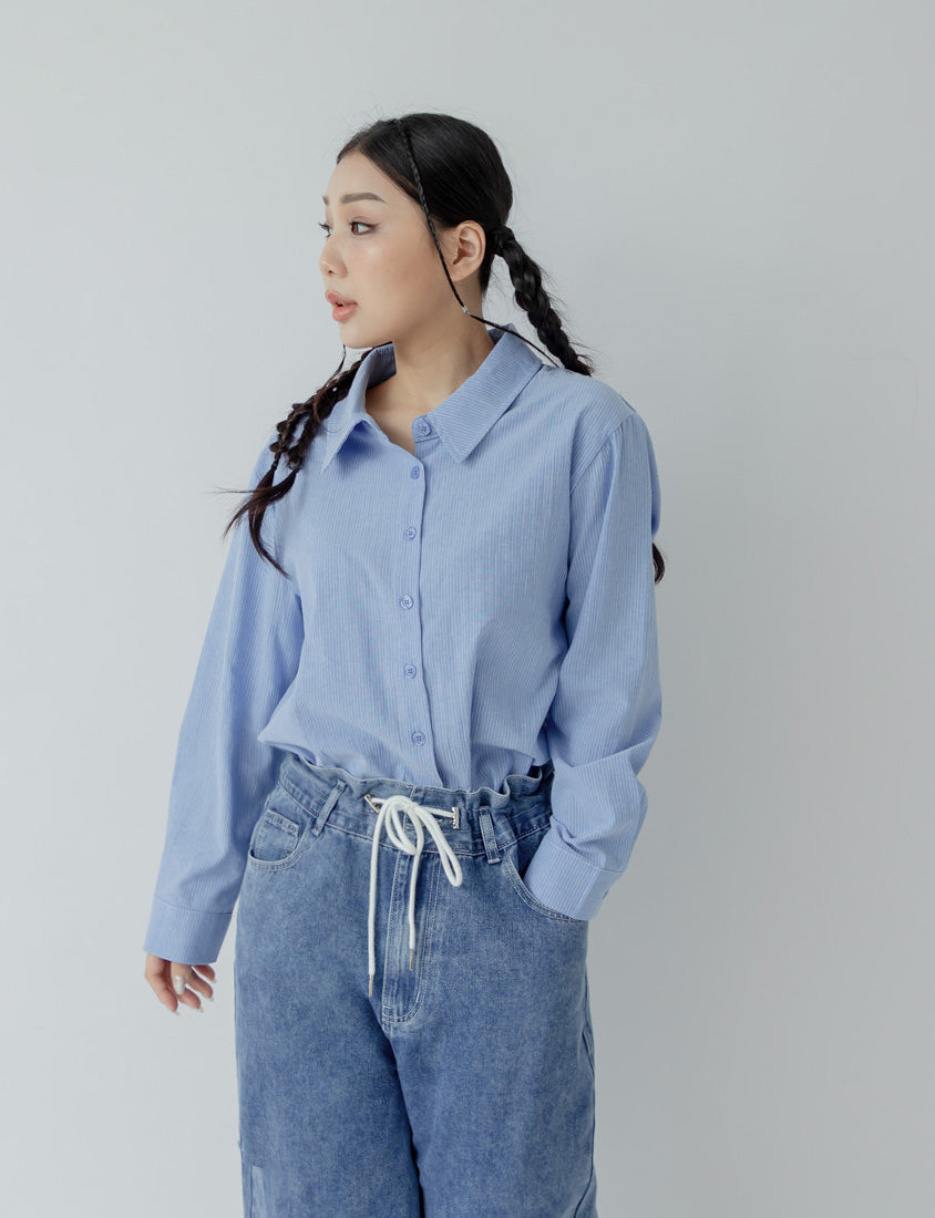 Classic Versatile Plus Size Striped Shirt