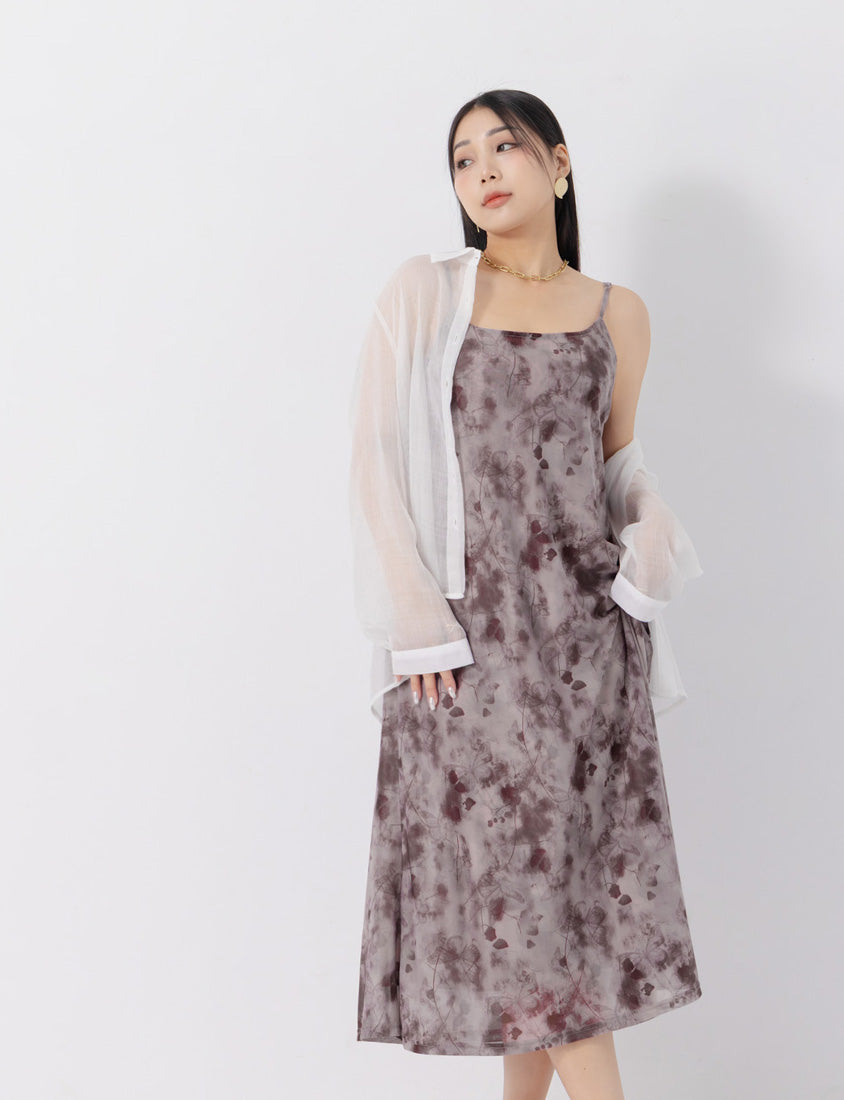 MUA! Sheer Adjustable Tie-Dye Plus Size Maxi Dress