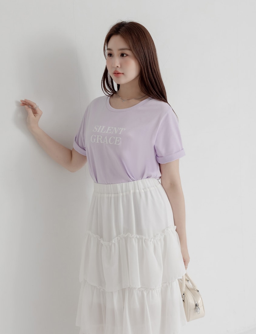 MISS. Basic Graphic Print Plus Size Short Sleeve Tee